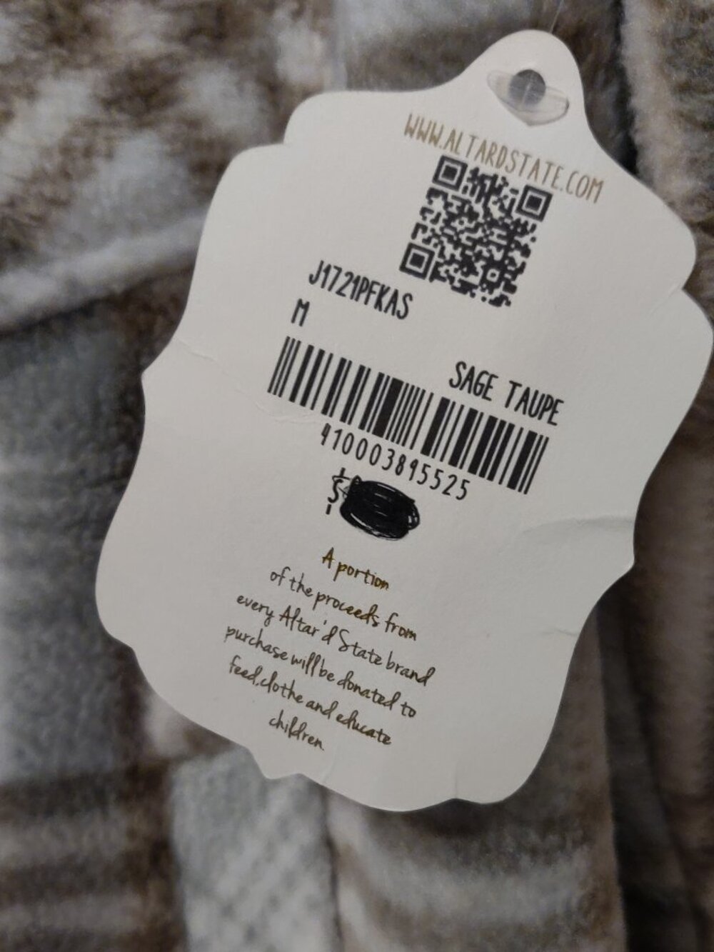 Altar'd State Plaid Shacket Sage & Taupe MEDIUM NEW WITH TAGS - Picture 5 of 6